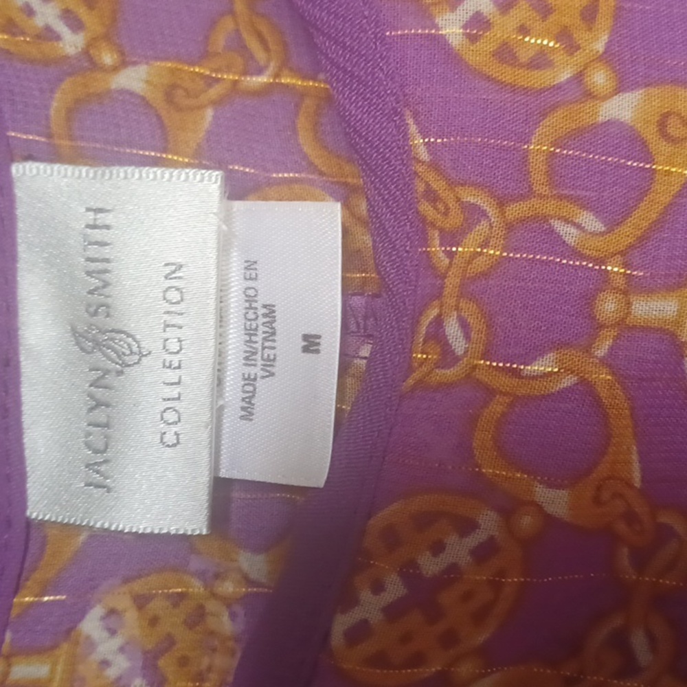 LAST CHANCE * Jaclyn Smith Sheer Top Medium gold and purple - Picture 2 of 7